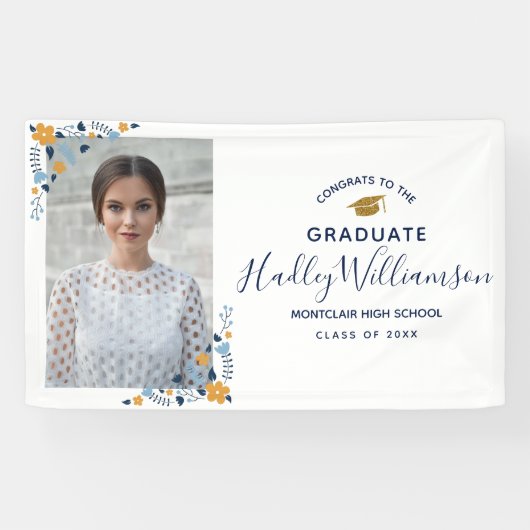 おめでとう大学院写真花海軍金ゴールド卒業 横断幕 (横)