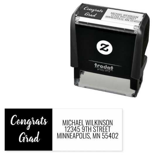 おめでとう大学院卒業シンプル差出人住所 セルフインキングスタンプ (インサイチュ)