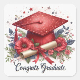 おめでとう大学院卒業式の上限と卒業証書 スクエアシール