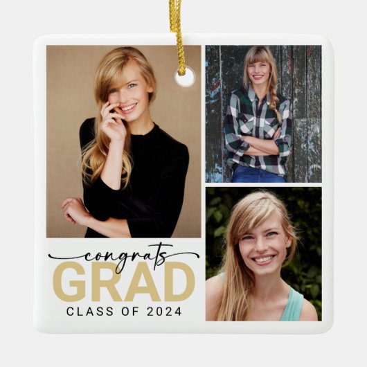 おめでとう大学院卒業記念写真保存会 セラミックオーナメント (正面)