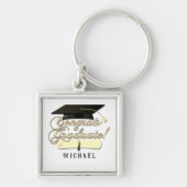 おめでとう大学院卒業証書あなたの名前 キーホルダー (正面)