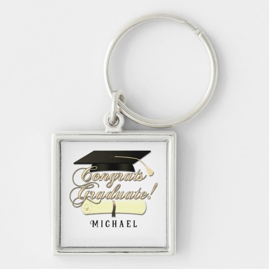 おめでとう大学院卒業証書あなたの名前 キーホルダー (正面)