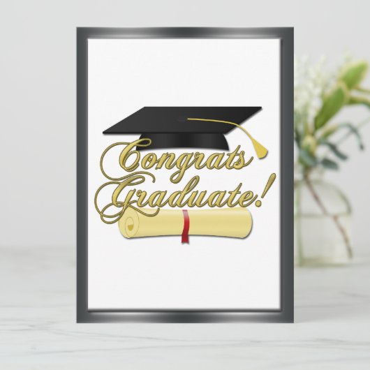 おめでとう大学院卒業証書ハット招待状 招待状 (スタンド正面)