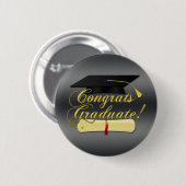 おめでとう大学院卒業証書 |グレー 缶バッジ (正面&裏面)