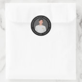 おめでとう大学院名フォトイヤー黒卒業 ラウンドシール (バッグ)