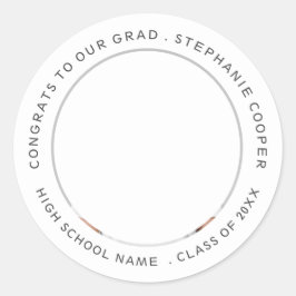 おめでとう大学院名写真年度卒業 ラウンドシール