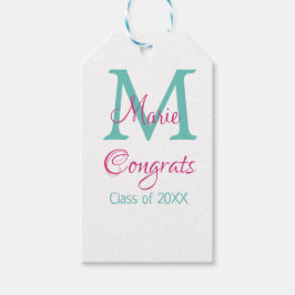 おめでとう大学院名monogram green pink blue t ギフトタグ