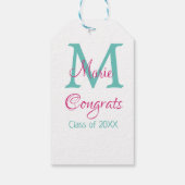 おめでとう大学院名monogram green pink blue t ギフトタグ (裏面)