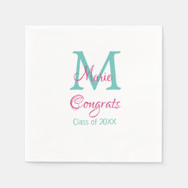 おめでとう大学院名monogram green pink blue t スタンダードカクテルナプキン