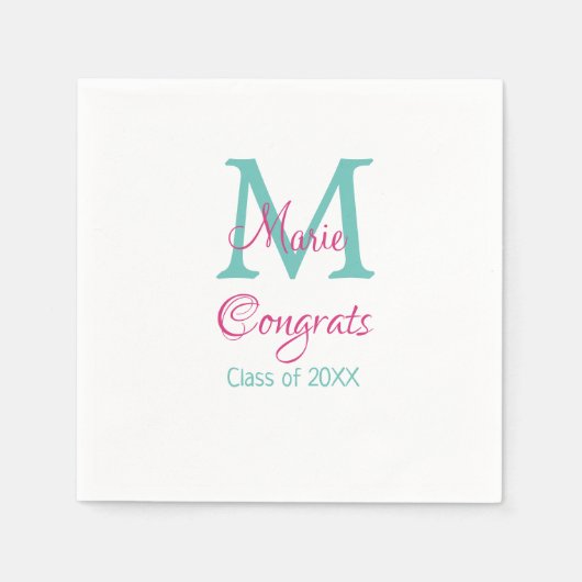 おめでとう大学院名monogram green pink blue t スタンダードカクテルナプキン (正面)