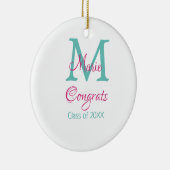 おめでとう大学院名monogram green pink blue t セラミックオーナメント (右)