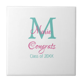 おめでとう大学院名monogram green pink blue t タイル