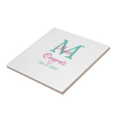 おめでとう大学院名monogram green pink blue t タイル (側面)