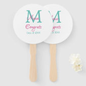 おめでとう大学院名monogram green pink blue t ハンドファン (正面&裏面)