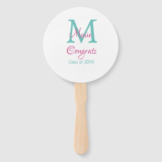 おめでとう大学院名monogram green pink blue t ハンドファン (正面)