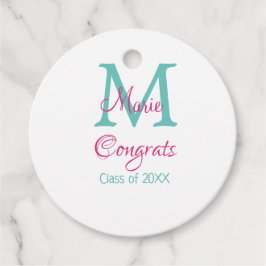 おめでとう大学院名monogram green pink blue t フェイバータグ