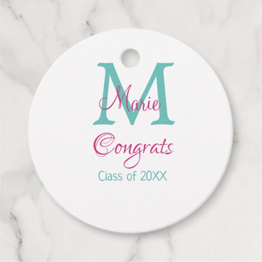 おめでとう大学院名monogram green pink blue t フェイバータグ (正面)