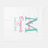 おめでとう大学院名monogram green pink blue t フリースブランケット (正面(横))