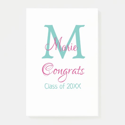 おめでとう大学院名monogram green pink blue t ポストイット (正面)