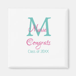 おめでとう大学院名monogram green pink blue t マグネット