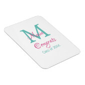 おめでとう大学院名monogram green pink blue t マグネット (右側)