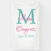 おめでとう大学院名monogram green pink blue t 横断幕 (縦)