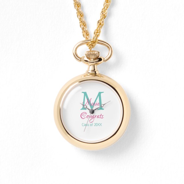 おめでとう大学院名monogram green pink blue t 腕時計 (正面)