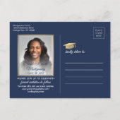 おめでとう大学院海軍と金ゴールド日付写真を保存 案内ポストカード (裏面)