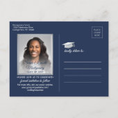 おめでとう大学院海軍ブルー日付写真を保存 案内ポストカード (裏面)