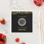 おめでとう大学院生とフェイク金ゴールドグリッターとグラッドキャップ スタンダードカクテルナプキン (インサイチュ)