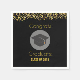 おめでとう大学院生とフェイク金ゴールドグリッターとグラッドキャップ スタンダードカクテルナプキン