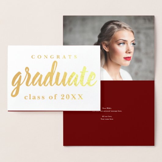 おめでとう大学院箔挨拶カード 箔カード (ディスプレー)