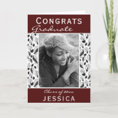 おめでとう大学院葉パターン写真卒業 カード (正面)