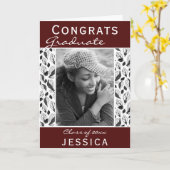 おめでとう大学院葉パターン写真卒業 カード (黄色い花)