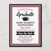 おめでとう大学院赤白写真保存 案内ポストカード (正面)