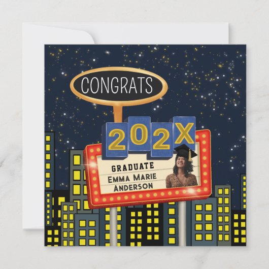 おめでとう大学院都市スカイライン写真ビルボード 案内状 (正面)