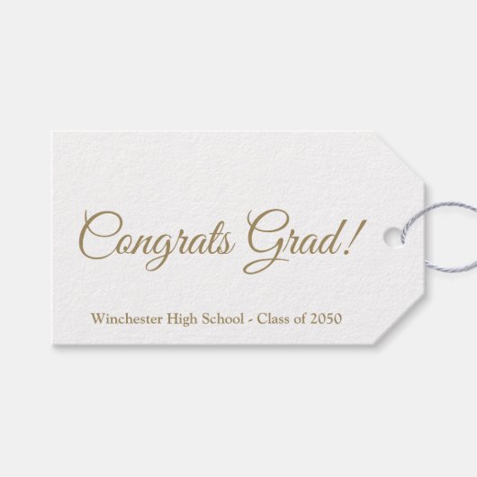 おめでとう大学院金ゴールド台本学年 ギフトタグ (正面(横))