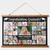 おめでとう大学院31フォトコラージュカスタムカラー 吊り下げ型タペストリー (正面)
