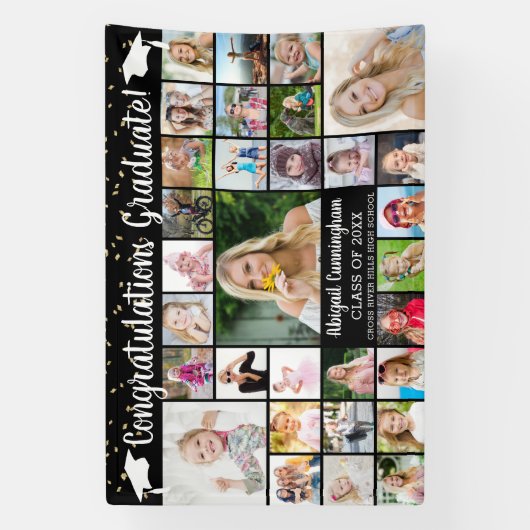 おめでとう大学院31フォトコラージュカスタムカラー 横断幕 (縦)