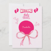 おめでとう女の子ウェルカムタイポグラフィカード (正面)