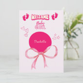 おめでとう女の子ウェルカムタイポグラフィカード (スタンド正面)