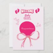 おめでとう女の子ウェルカムタイポグラフィカード (裏面)