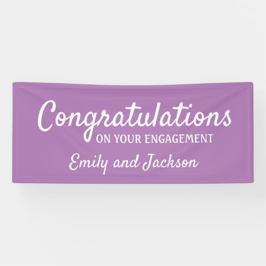 おめでとう婚約スクリプト名パープル 横断幕 (横)