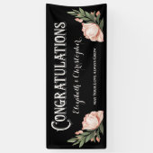 おめでとう婚約パーティ花 横断幕 (縦)