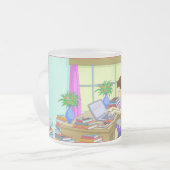 おめでとう学士号、本おもしろい、かわいい女の子 フロストグラスマグカップ (正面左)