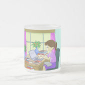 おめでとう学士号、本おもしろい、かわいい女の子 フロストグラスマグカップ (中央)