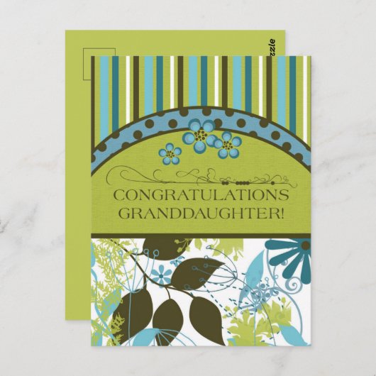 おめでとう孫娘Any大事な行事カード ポストカード (正面/裏面)