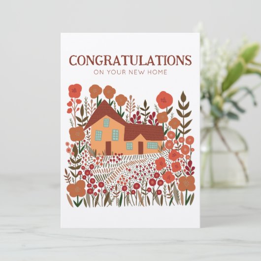 おめでとう引っ越し祝いパーティーファームハウスクラフト カード (スタンド正面)