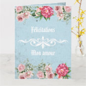 おめでとう愛する人よ ラスティック フレンチ カード (黄色い花)