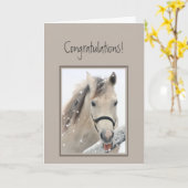 おめでとう態度の馬 カード (黄色い花)